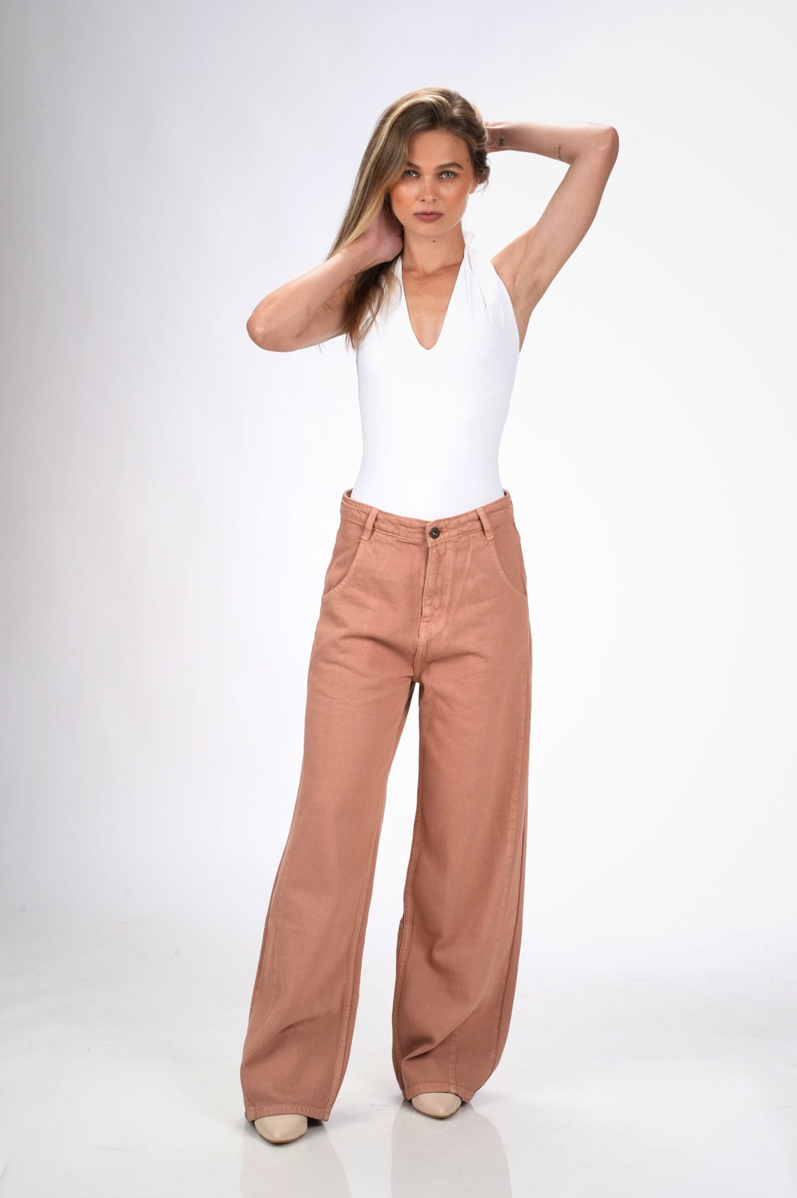 BRICK RED MID RISE BAGGY FIT JEANS - Image 2