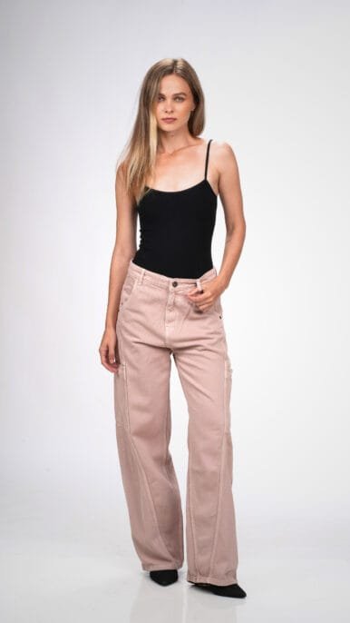 Pink Baggy Utility Jeans