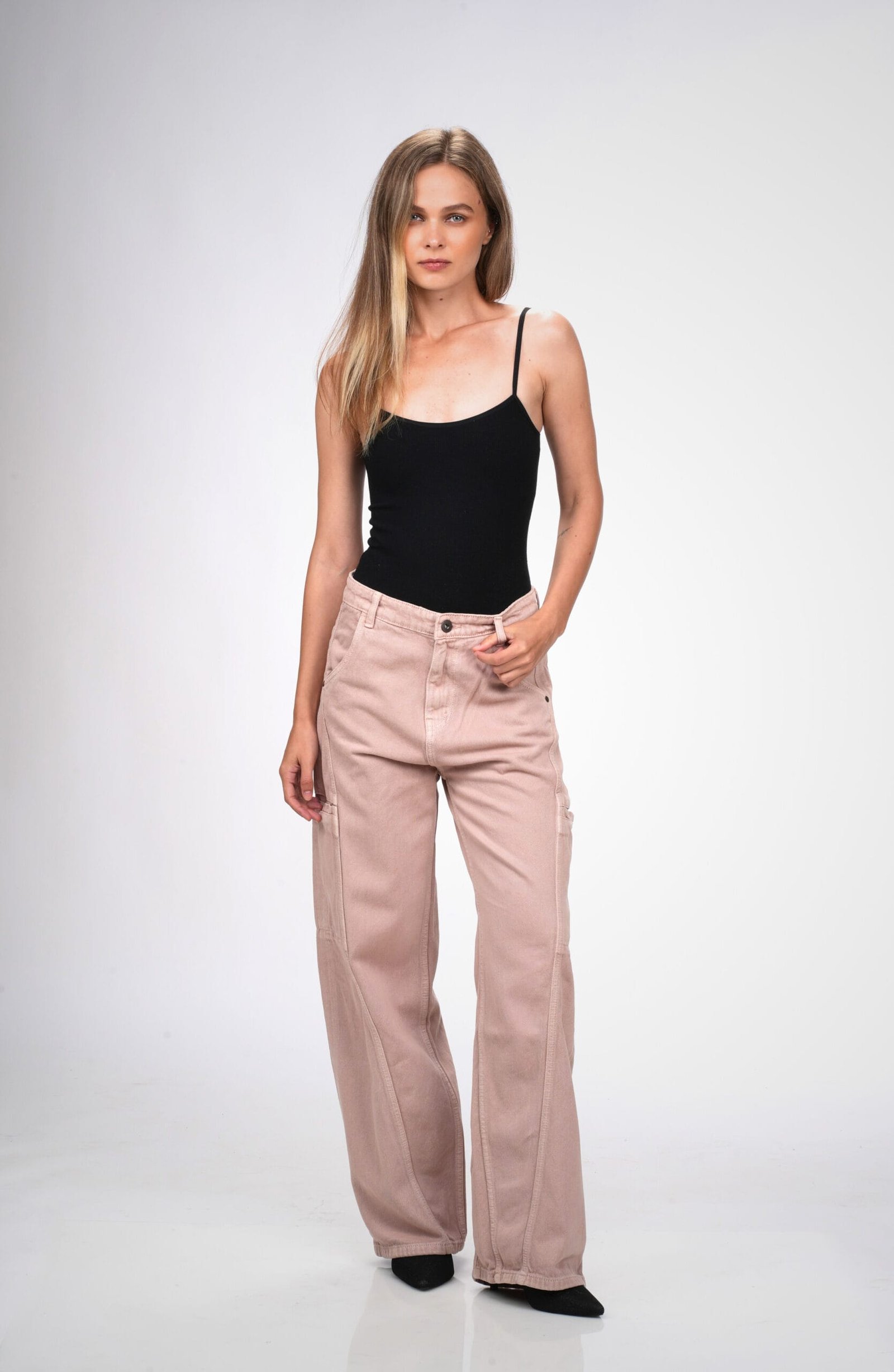 Pink Baggy Utility Jeans