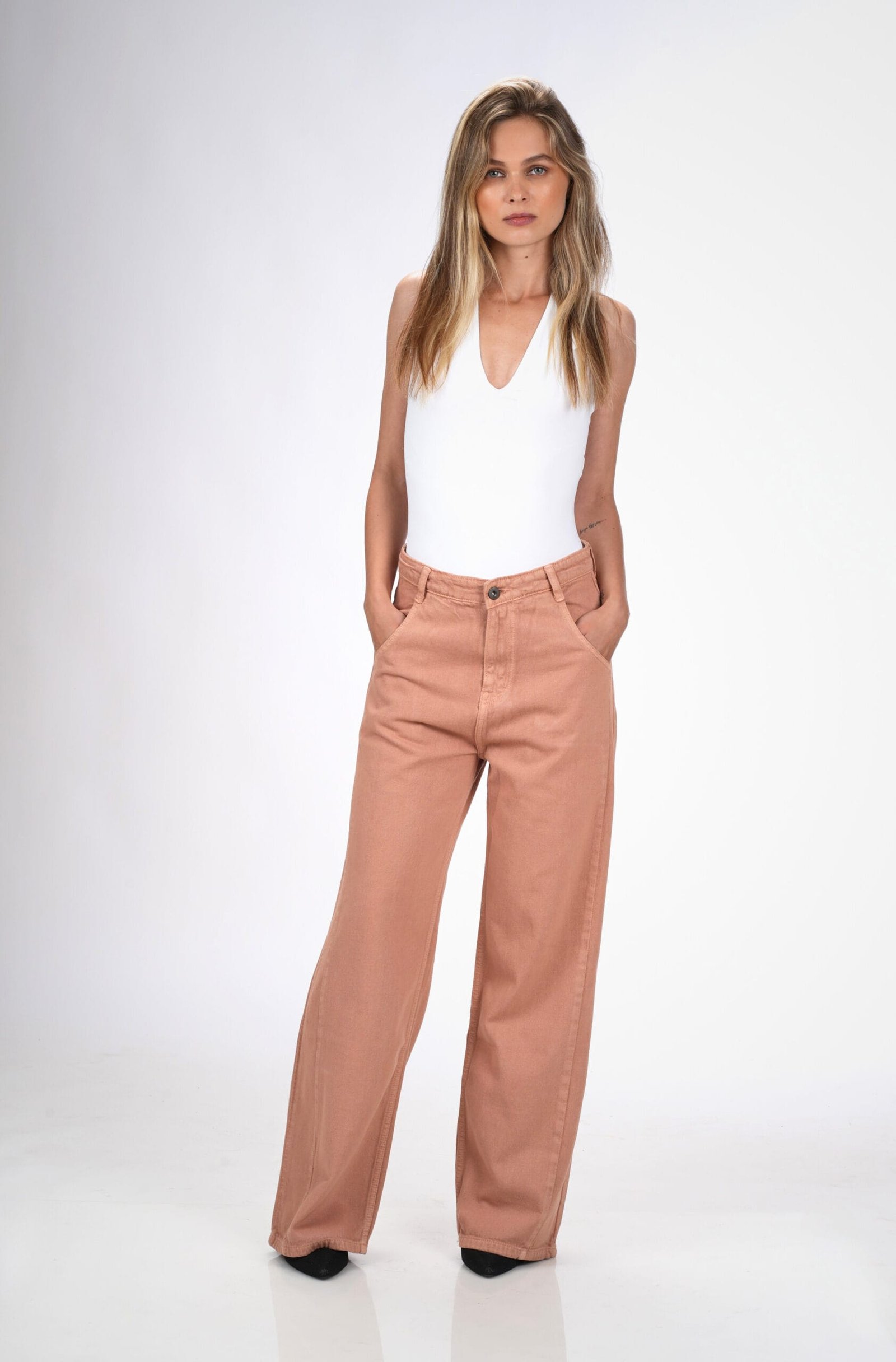 BRICK RED MID RISE BAGGY FIT JEANS - Image 4