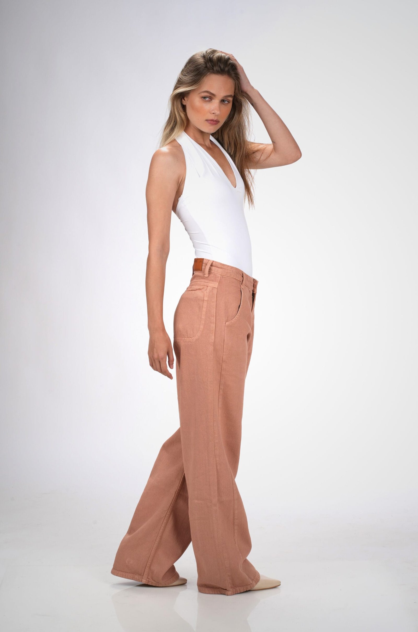 BRICK RED MID RISE BAGGY FIT JEANS - Image 6