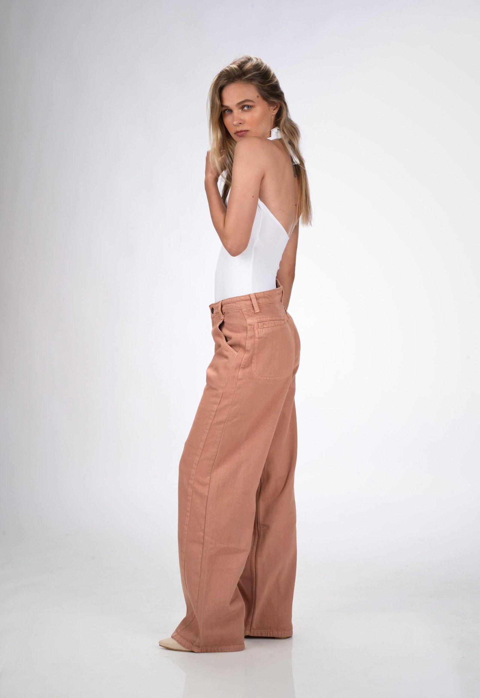 BRICK RED MID RISE BAGGY FIT JEANS - Image 7