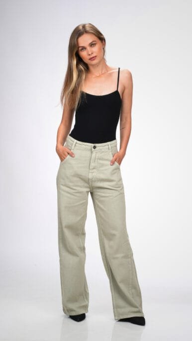 SAGE GREEN MID RISE BAGGY FIT JEANS