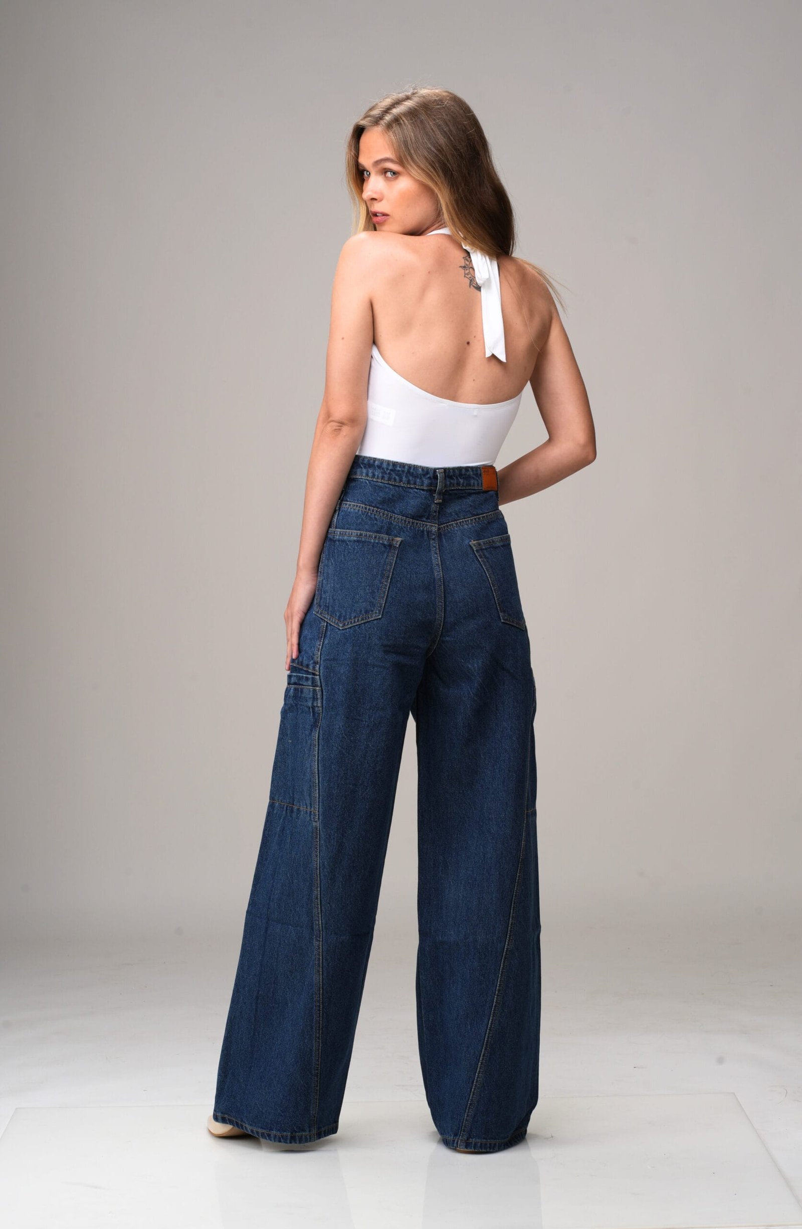 INDIGO MID RISE BAGGY FIT UTILITY JEANS - Image 3