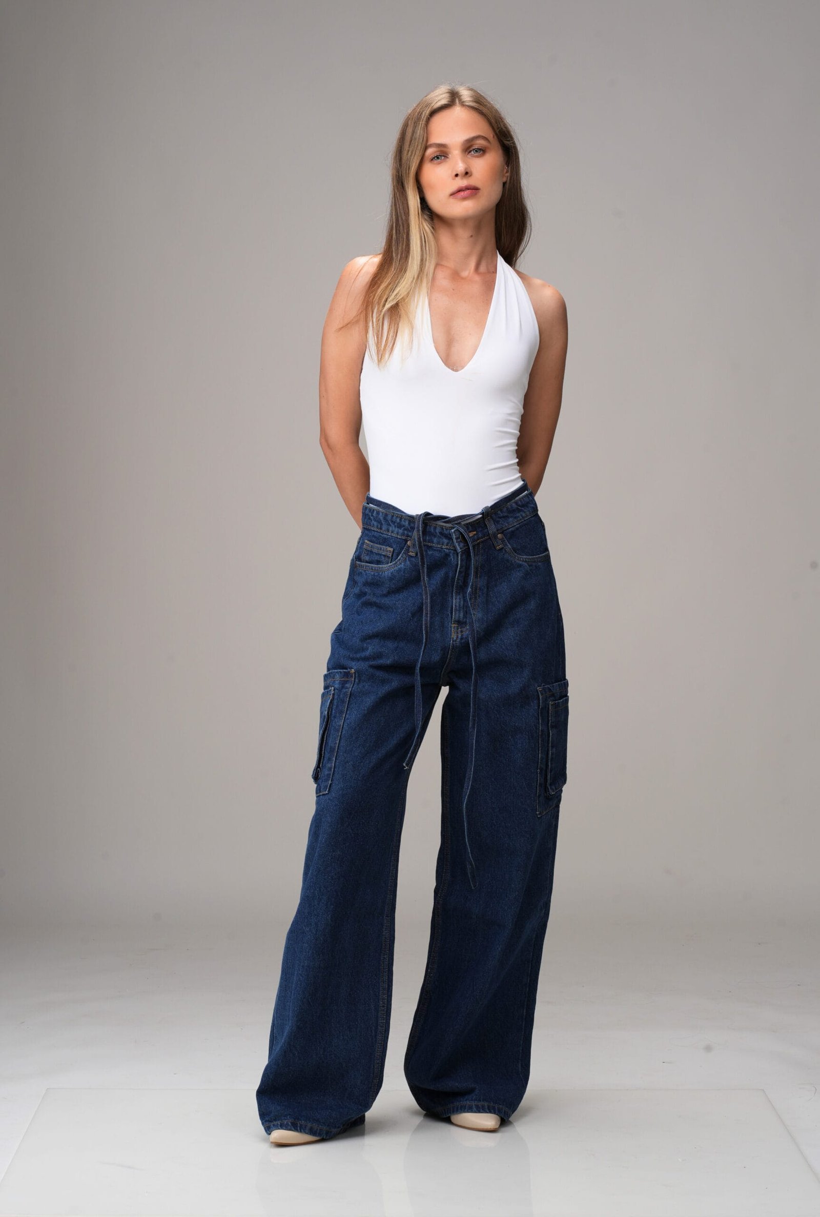 INDIGO MID RISE BAGGY FIT UTILITY JEANS - Image 9