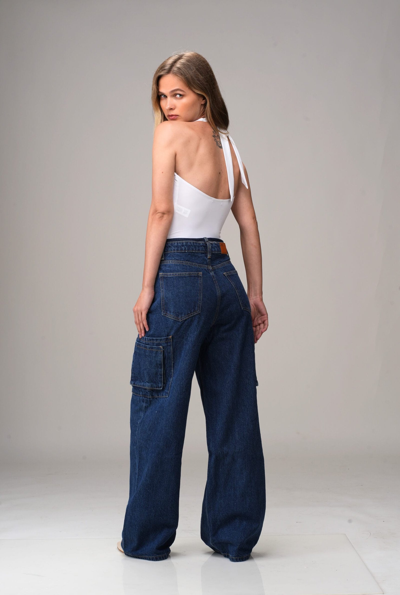 INDIGO MID RISE BAGGY FIT UTILITY JEANS - Image 8