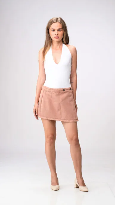 DENIM A-LINE WRAP SKIRT